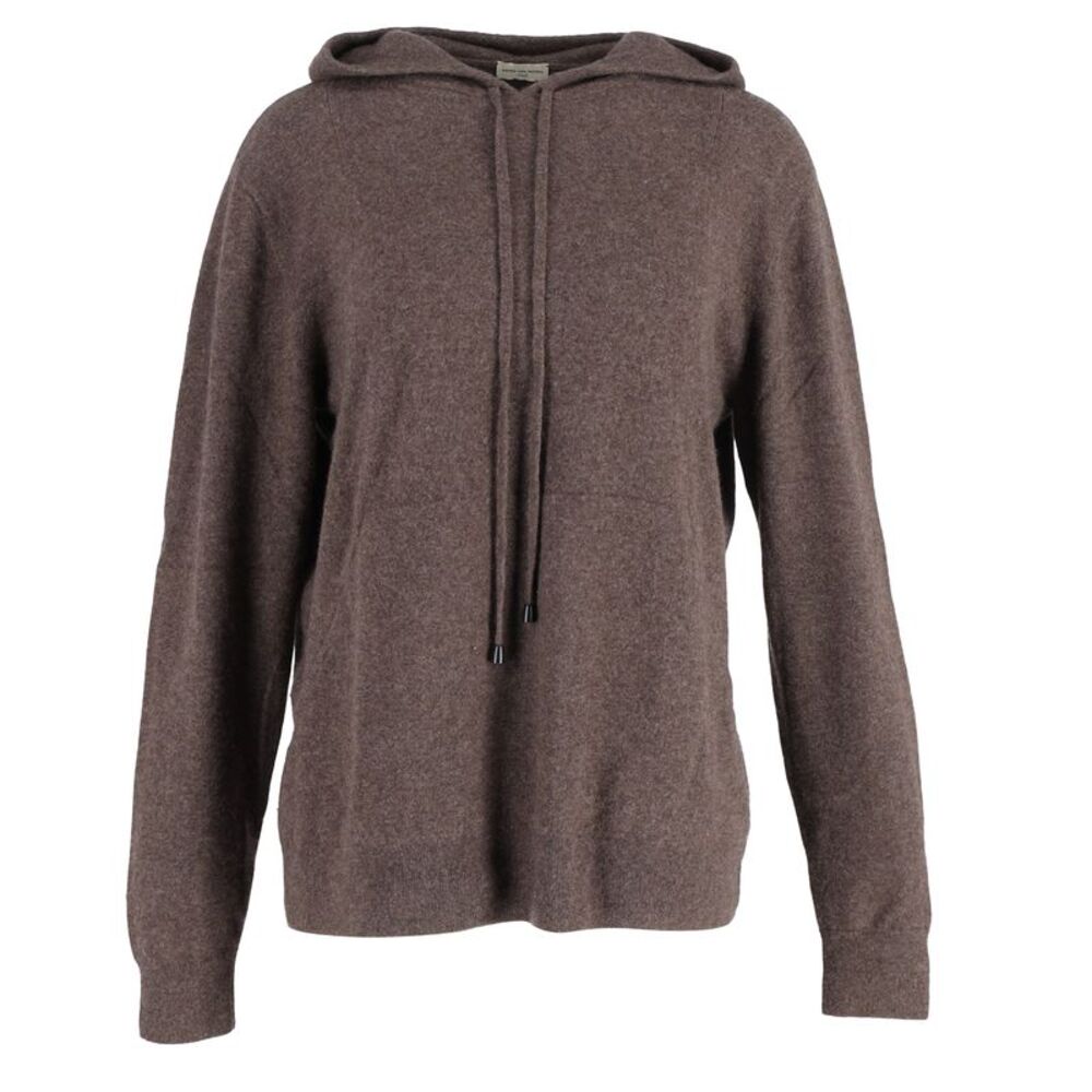 Dries Van Noten Hooded Sweater with Pockets in Brown Wool